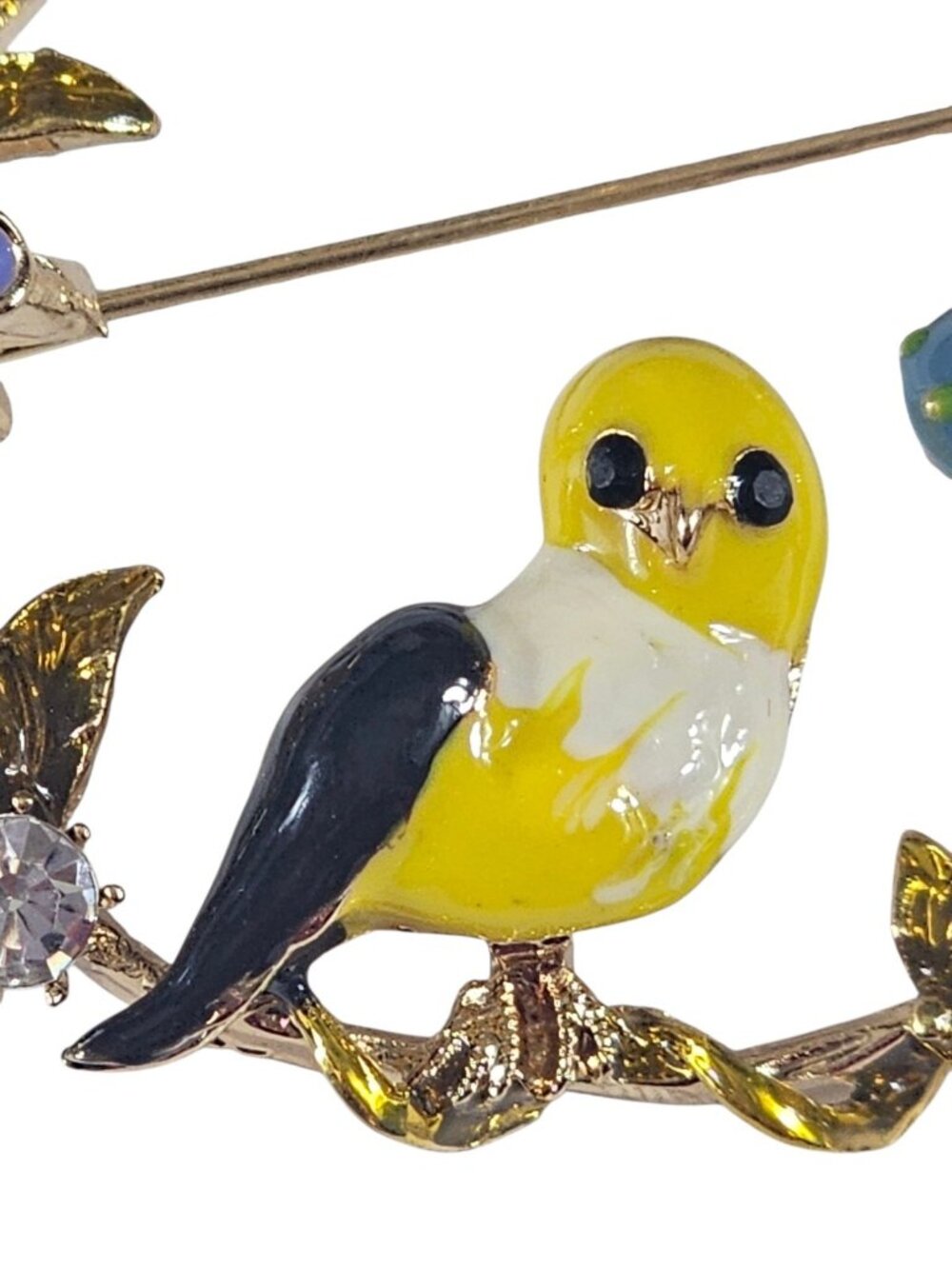 Betsey Johnson Lovely Flower & a Bird Crystal Brooch Pin Designer Cutie - Picture 3 of 7
